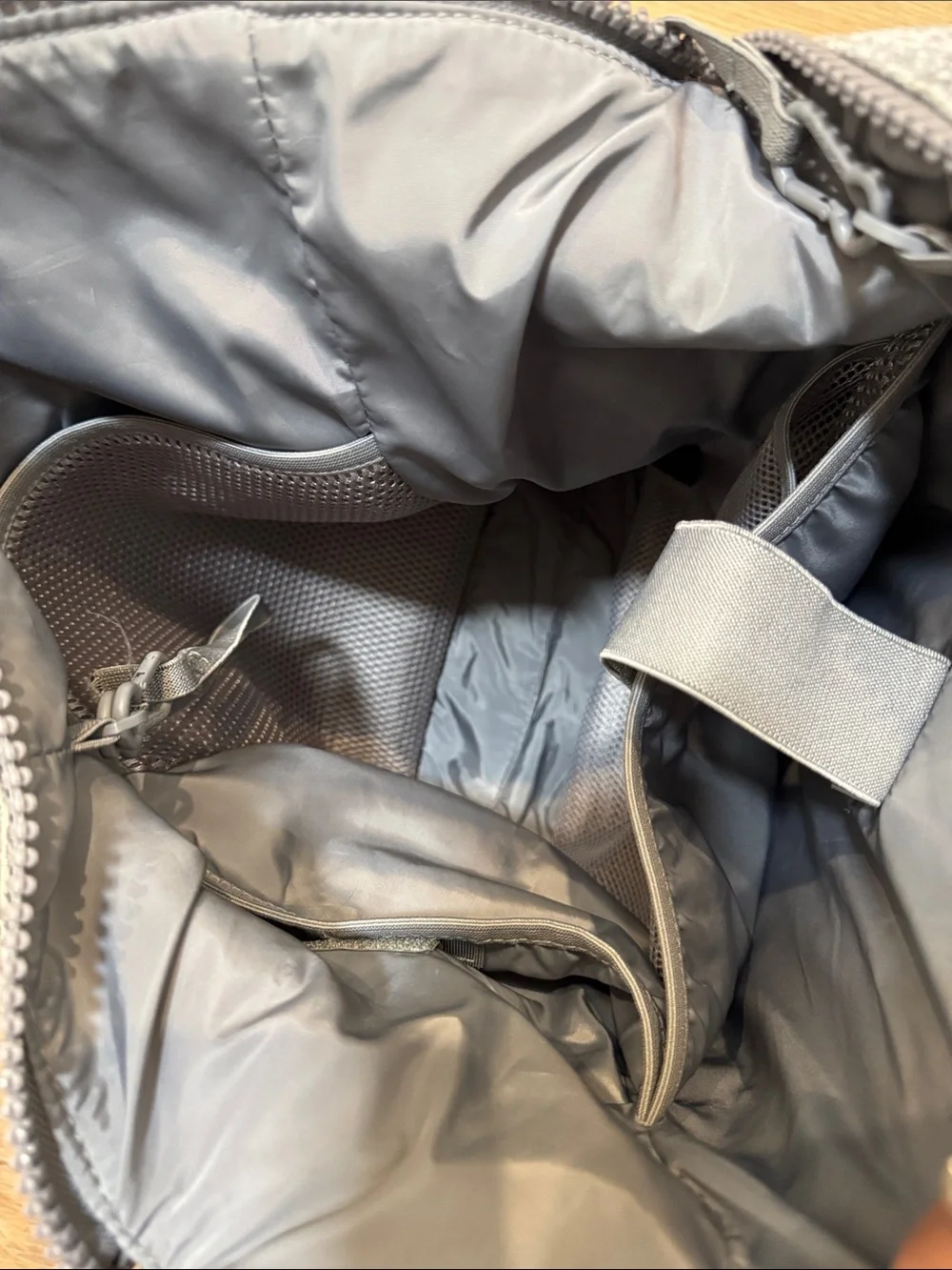 Dagne Dover Heather Gray Roll-Top diaper backpack